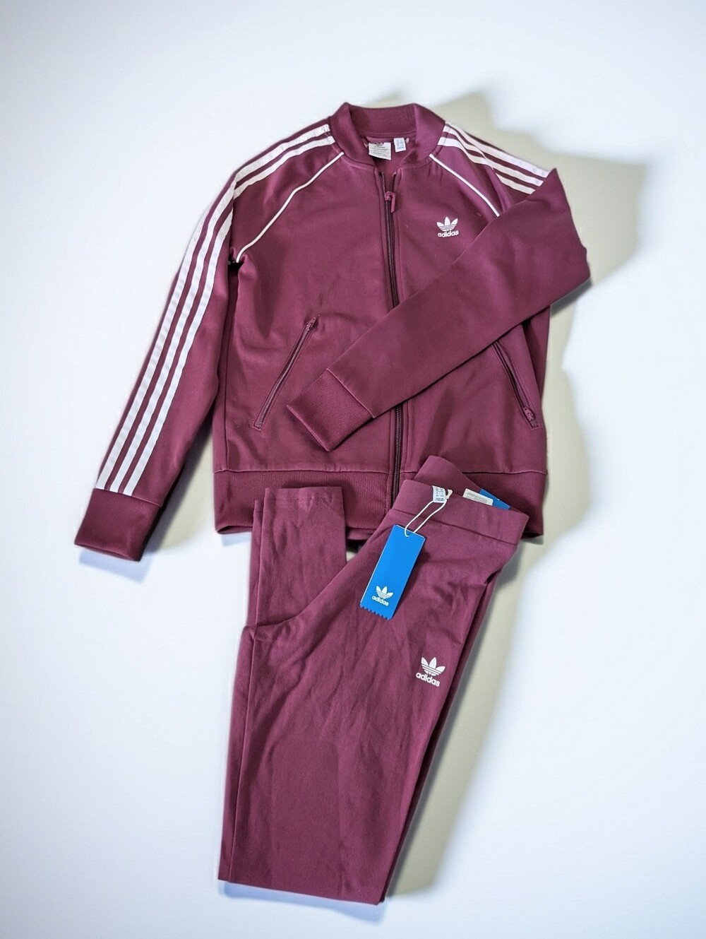 Adidas Originals Burgundy Track Jacket & Leggings Outfit Bundle Women's Small